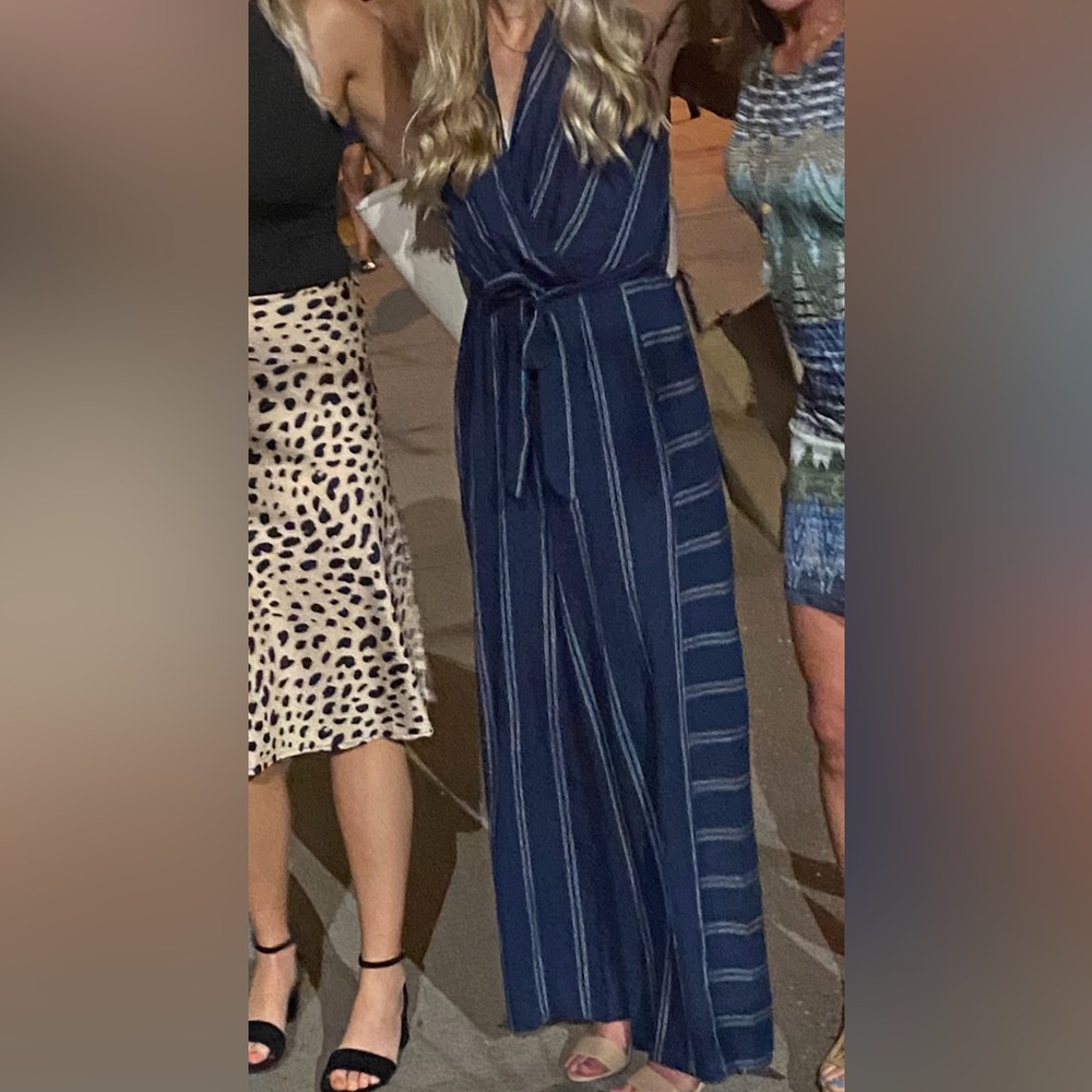Lovestitch Navy Blue Striped Jumpsuit
